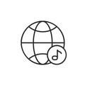 Globe with music note icon for listen anywhere